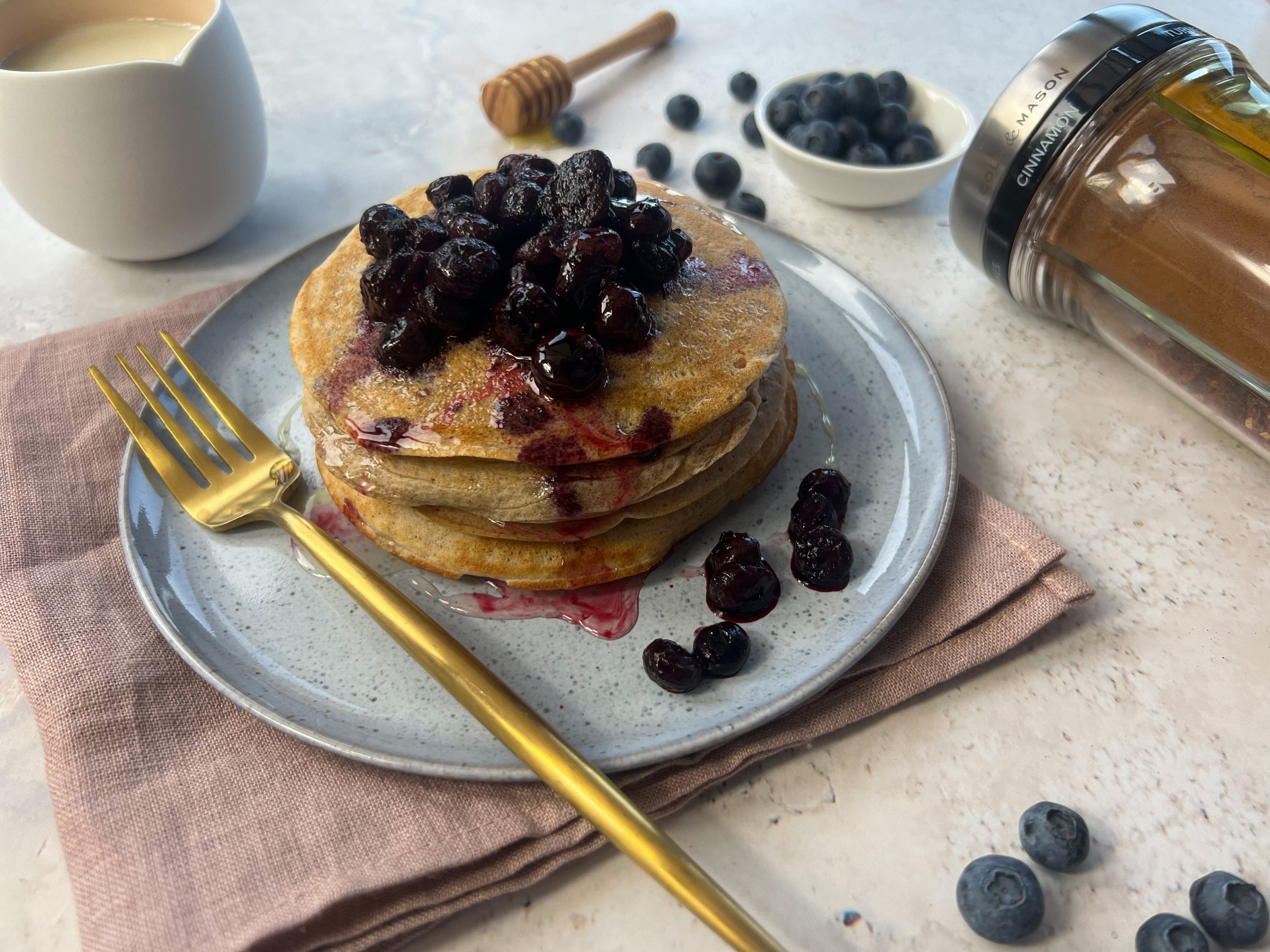 Fluffy Gluten Free Cinnamon & Blueberry Pancakes Cole & Mason UK